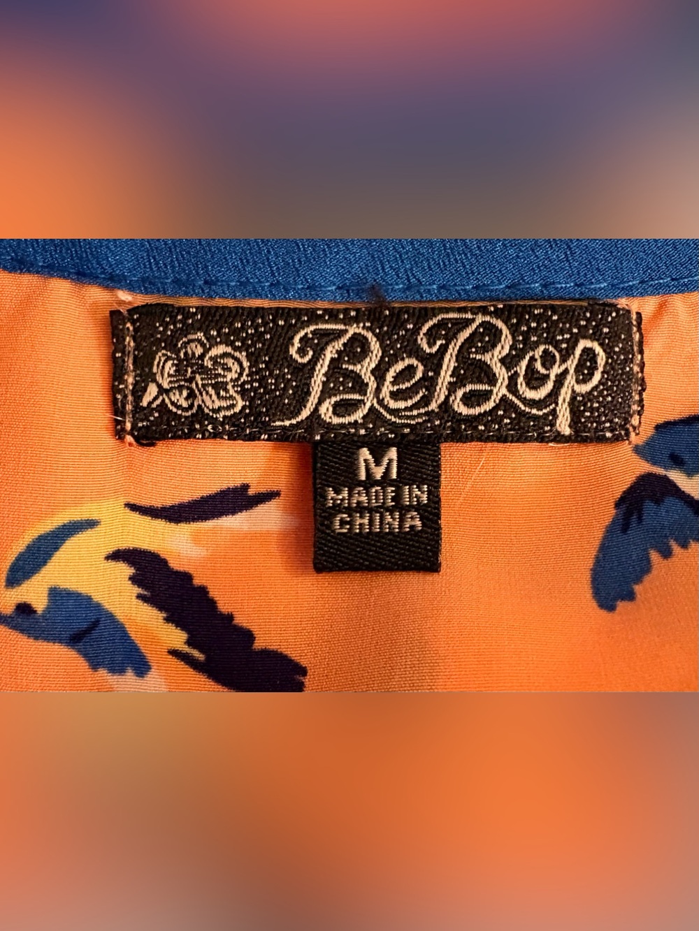 BeBop Orange Summer Dress with Navy Bird Motif - Picture 4 of 4